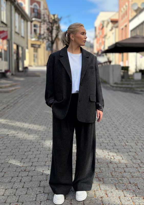 Martina Wool Pants Dark Grey Melange