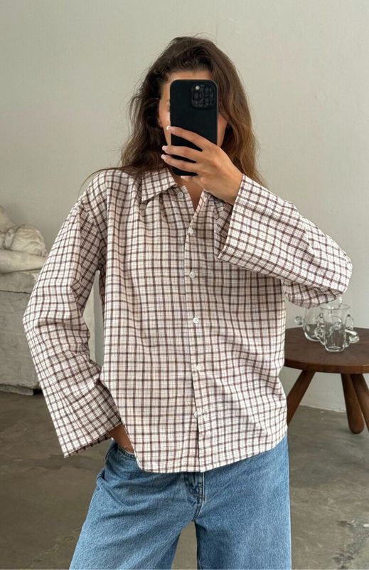 Tinsi Check Shirt Bordeaux/Beige