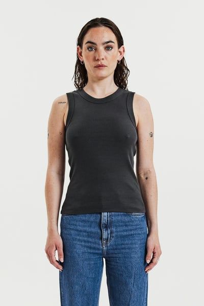 Hovedbilde Tank Crew Neck Ribbed Charcoal