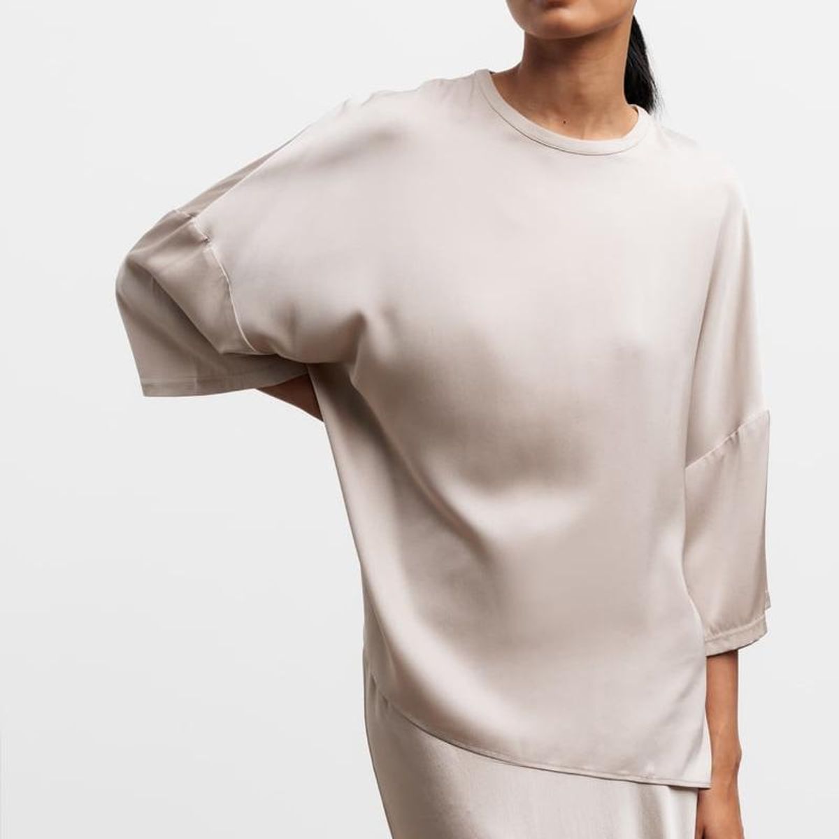 Tess Silk Tee Greige